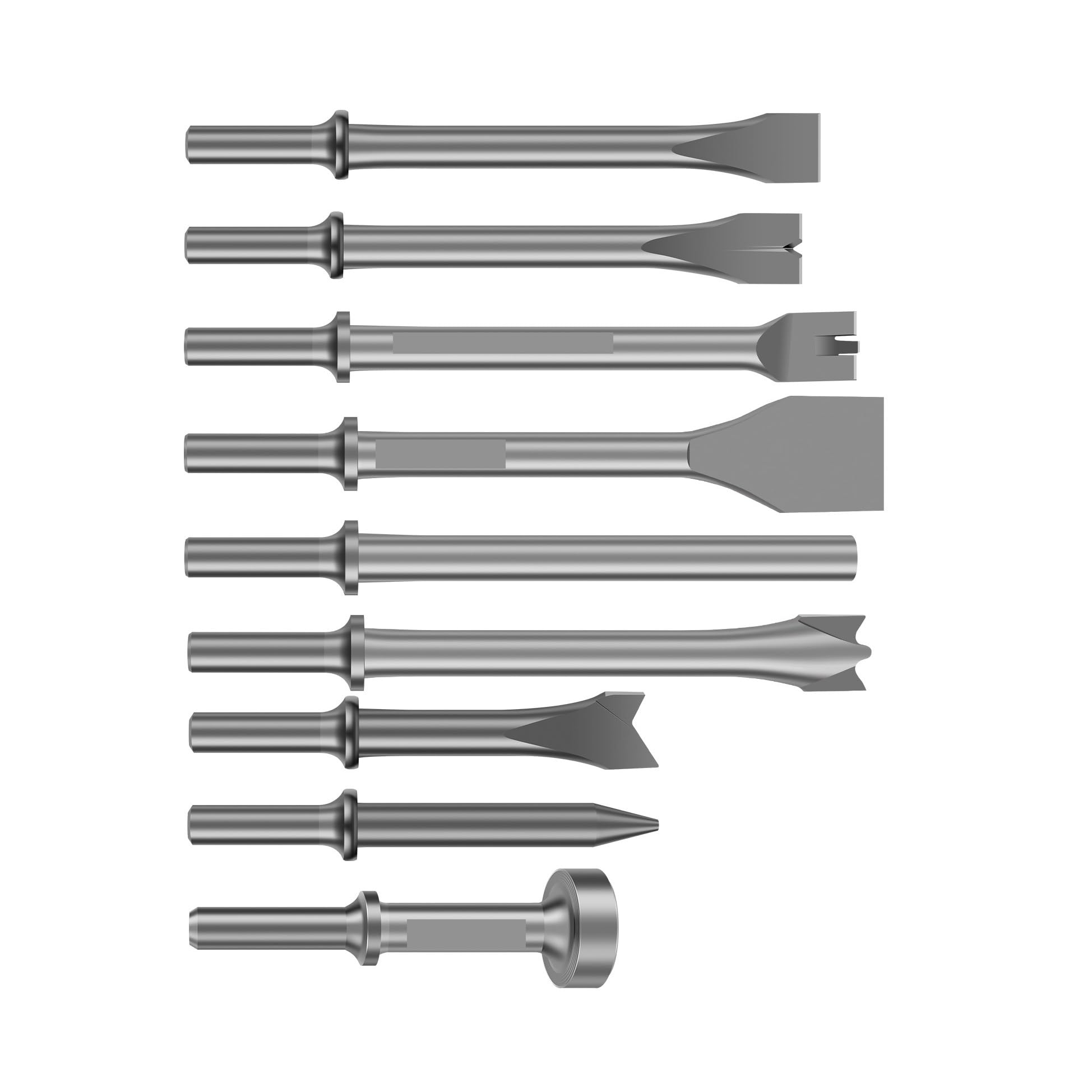 Set di 9 punte for martello pneumatico in metallo for la rimozione a ruggine, punte versatili for scalpello pneumatico Strumenti pneumatici