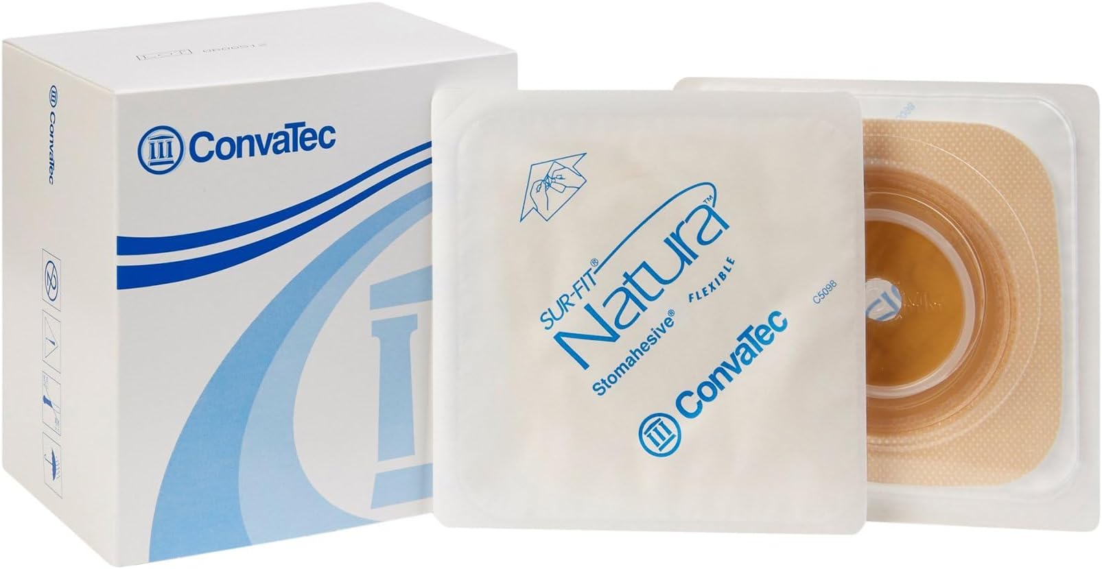 ConvaTec 125264 SUR-FIT Natura Two-Piece Stomahesive Skin Barrier with Flexible Collar, Cut-to-Fit, Tan, 1-3/4" Flange, 4" Length, 4" Width, Pack of 10