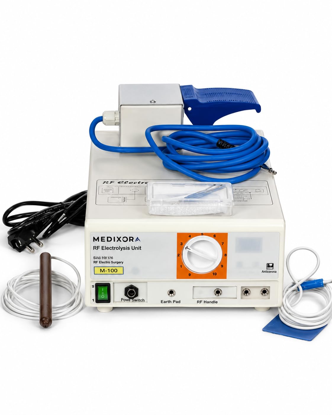 Electrolysis Unit M-100 Permanent Hair Removal machine | RF Electro Surgery, 10-Level Power Dial, Earth Pad Included, RF Handle Included, Power Switch Control-image-31