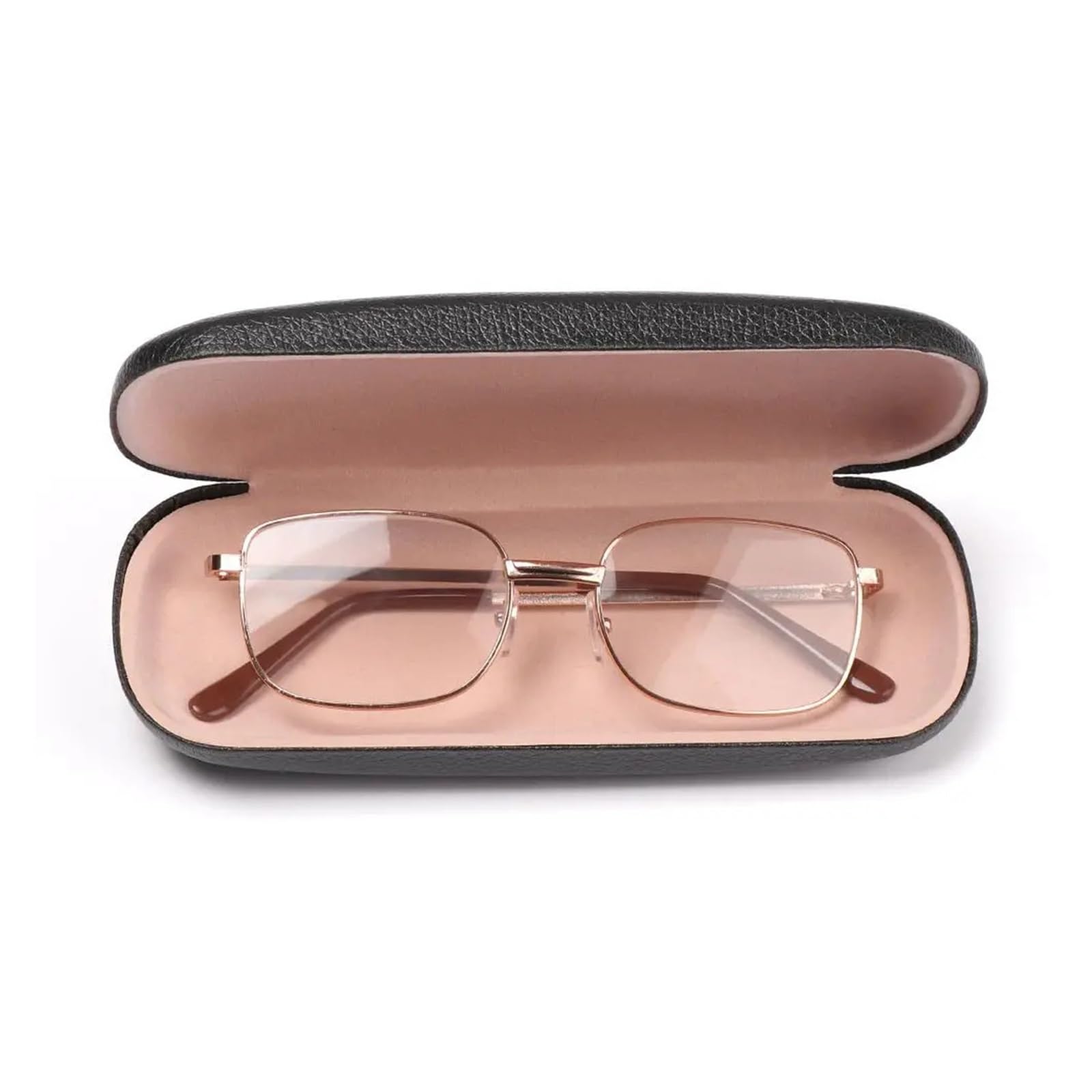 Funda de Gafas Blanda de Cuero Classic Leather Litchi Grain Glasses Case Waterproof Hard Frame Eyeglass Reading Protector Black Spectacle Cases
