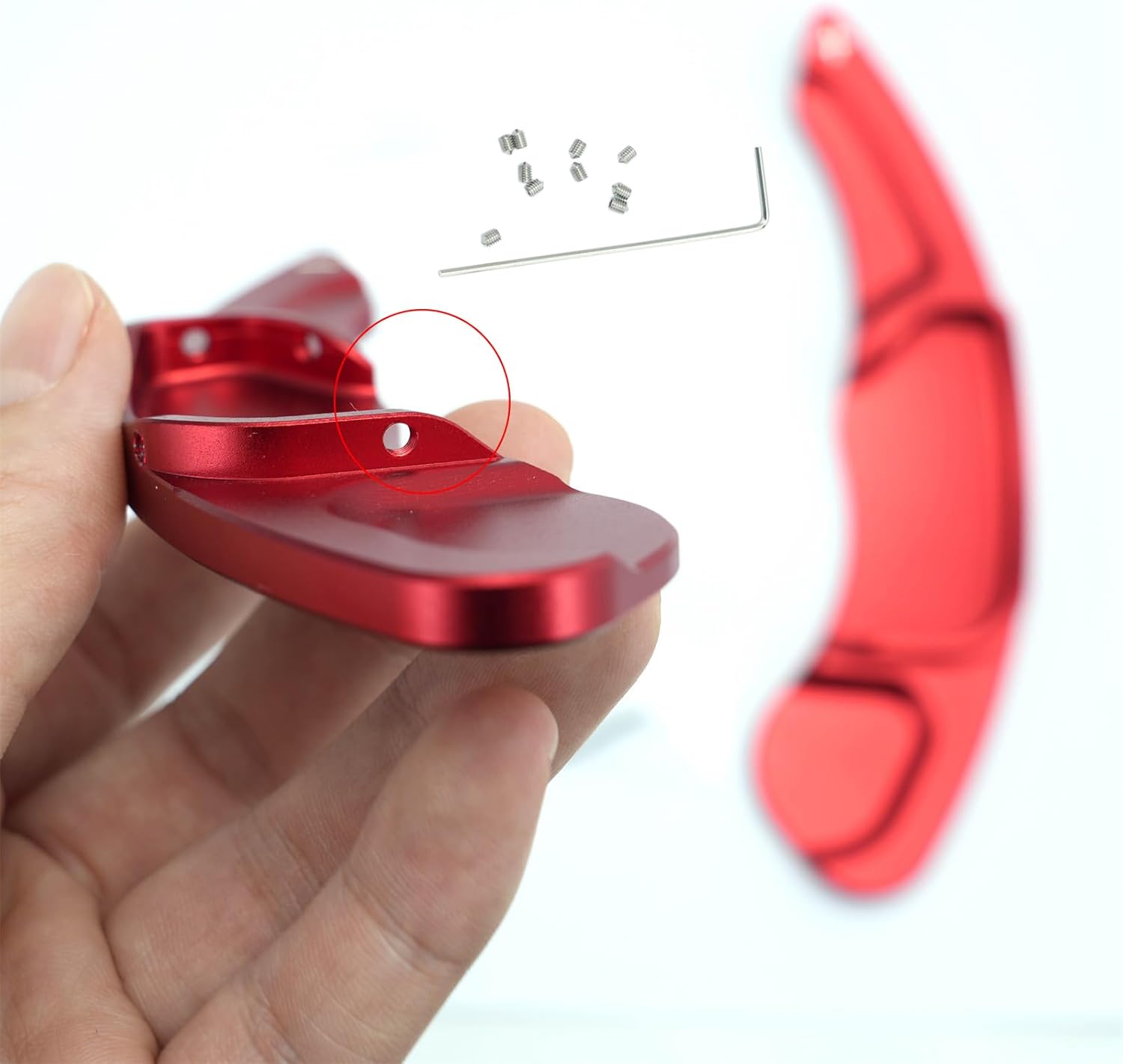 SANRILY Aluminum Steering Wheel Paddle Shifter Covers Fit for Ford Fusion 2nd Gen 2016-2018 Edge Mondeo Fit for Lincoln Continental MKX MKS Paddle Extended Shifter-Red 2 Pieces