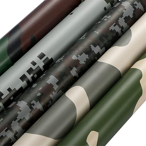 Miniatura 2 de Queenbox Rollo de vinilo autoadhesivo para automóvil, diseño de camuflaje militar, 11.8 x 39.4 in, hecho a mano, amarillo militar