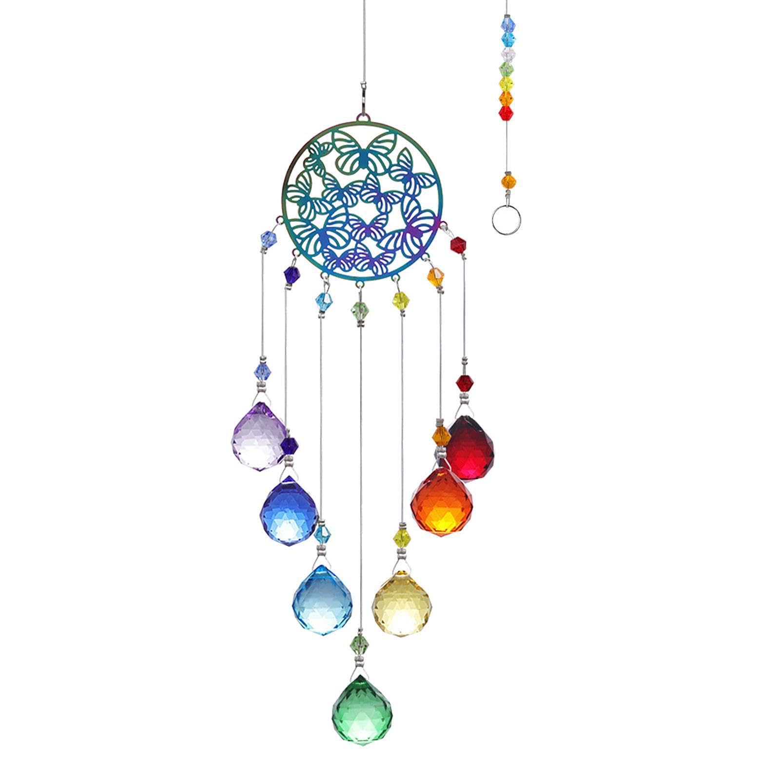 PIXZCSA Crystal Prisms Wind Chime Luminous Hanging Decoration For Indoor Delight Wind Chime Crystal Pendant Patio Wedding Ornament Hang Like Dream Catchers