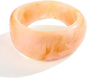 WOWORAMA Colorful Resin Acrylic Bangle Bracelets for Women Geometric Chunky Mottled Acetate Resin Bangles Wide Acrylic Plastic Bracelets Statement Jewelry