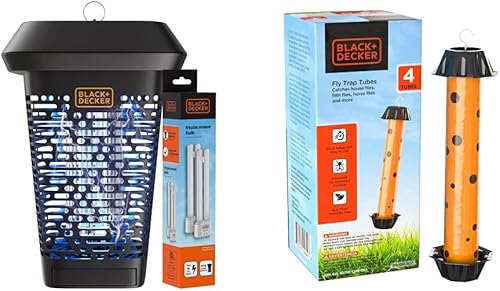 BLACK+DECKER Exterminador de insectos, atrapa insectos UV eléctrico y mata otras plagas voladoras pequeñas a grandes y más, bombilla gratuita