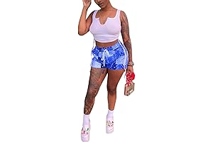 Bandana Outfits RAMOUG for Women Paisley Top Tank Workout with Shorts