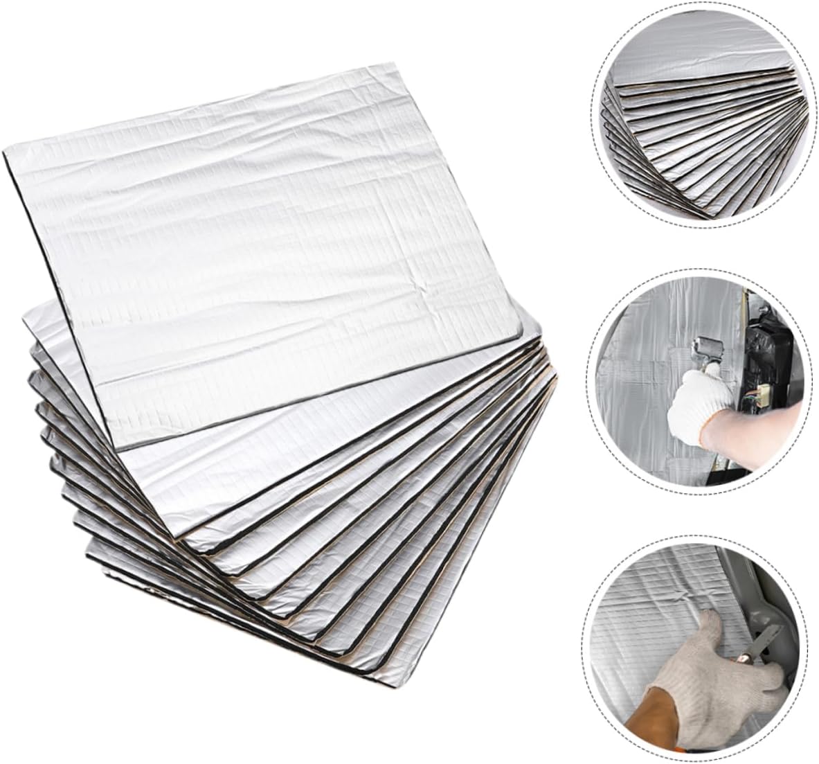 Zerodeko 20Pcs Automotive Sound Deadener Mats Heat Shield Insulation for Engine Hoods Noise Reduction Thermal Protection Easy Installation Fire Resistant