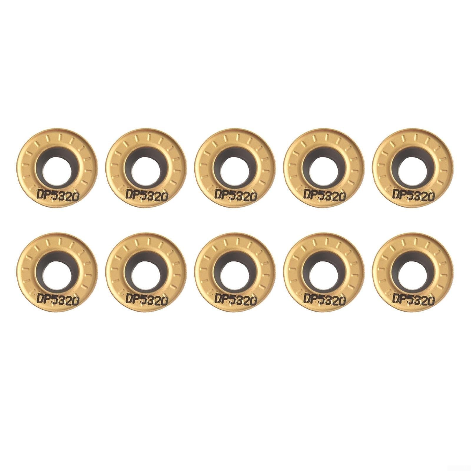 RPMT1204-M-C DP5320 Lot de 10 inserts de fraisage ronds en carbure CNC pour acier, porte-outils indexables compatible avec SRDPN/SRAPR/EMR 6R