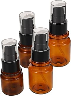 FRCOLOR 4 St Reseförpackade Lotionflaskor med Pump Ljusbruna Mini Kosmetikbehållare för Hudvård Hårolja och Kräm Läckagesäkra Små Reseflaskor för Smink och Toalettartiklar