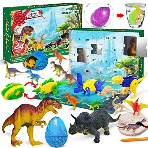 Dinosaur Advent Calendar 2022 for Kids Boys, 24 Days Christmas Countdown Calendars with Dinosaur Eggs Transform Dino Figures Toys Holiday Christmas Stocking Stuffers Gifts Girls Xmas Party Favors