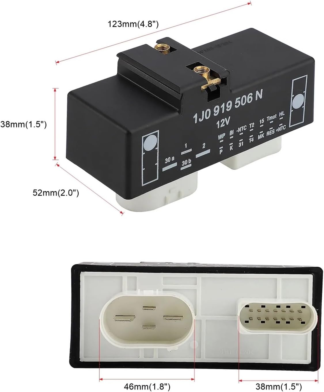 1J0919506N,1J0 919 506N Engine Cooling Fan Controller Resistor Fan Motor Module Fit For Golf 2002-2005 Fit For VW Fit For Jetta 2002-2004
