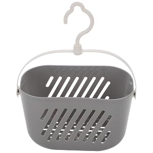 ARTIBETTER Hanging Shower Basket Organizer Plastic Storage Basket with Handle Gray Bathroom Caddy for Shower Toiletries Storage and