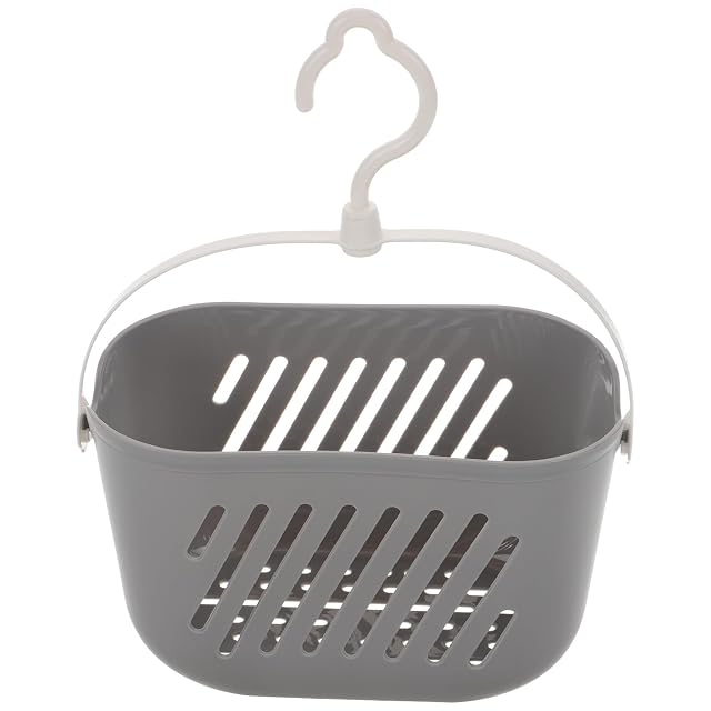 EXAOMBLE Hanging Shower Storage Basket with Handle Portable Plastic Bathroom Organizer Grey Shower Caddy for Toiletries and Cleaning