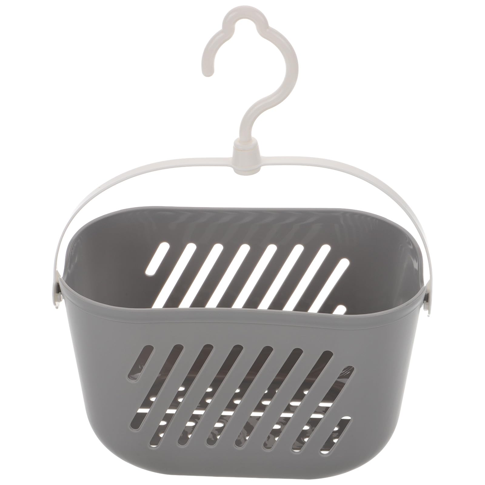EXAOMBLE Hanging Shower Storage Basket with Handle Portable Plastic Bathroom Organizer Grey Shower Caddy for Toiletries and Cleaning