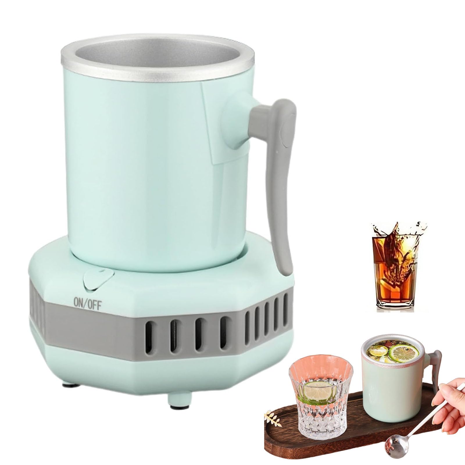 Quick Cooling Cup, Instant Drink Water Cooler, Mini Portable Summer Coolers, Desktop Mini Beverage Cooling with Aluminum Mug, Home Office Cold Drink Machine, for Cola Beer Coffee Juice