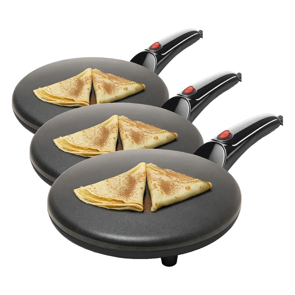 Moss &amp; Stone Black Electric Crepe Maker, 8" Portable Nonstick Crepe Pan (Pack of 3)