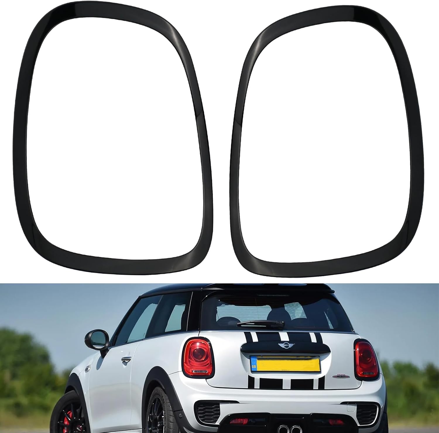 Osompar Tail Light Trim Ring Taillights Bezel Compatible with 2014-2021 Mini Cooper F55 F56 F57 Black 1Pair