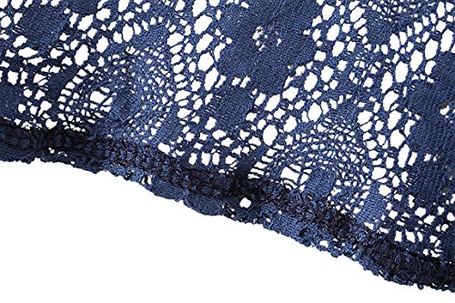 Image of Chunoy Women Short Sleeve Kimono Cardigan Open Front Back Hollow Out Cover Up Blouse Top Blue Medium