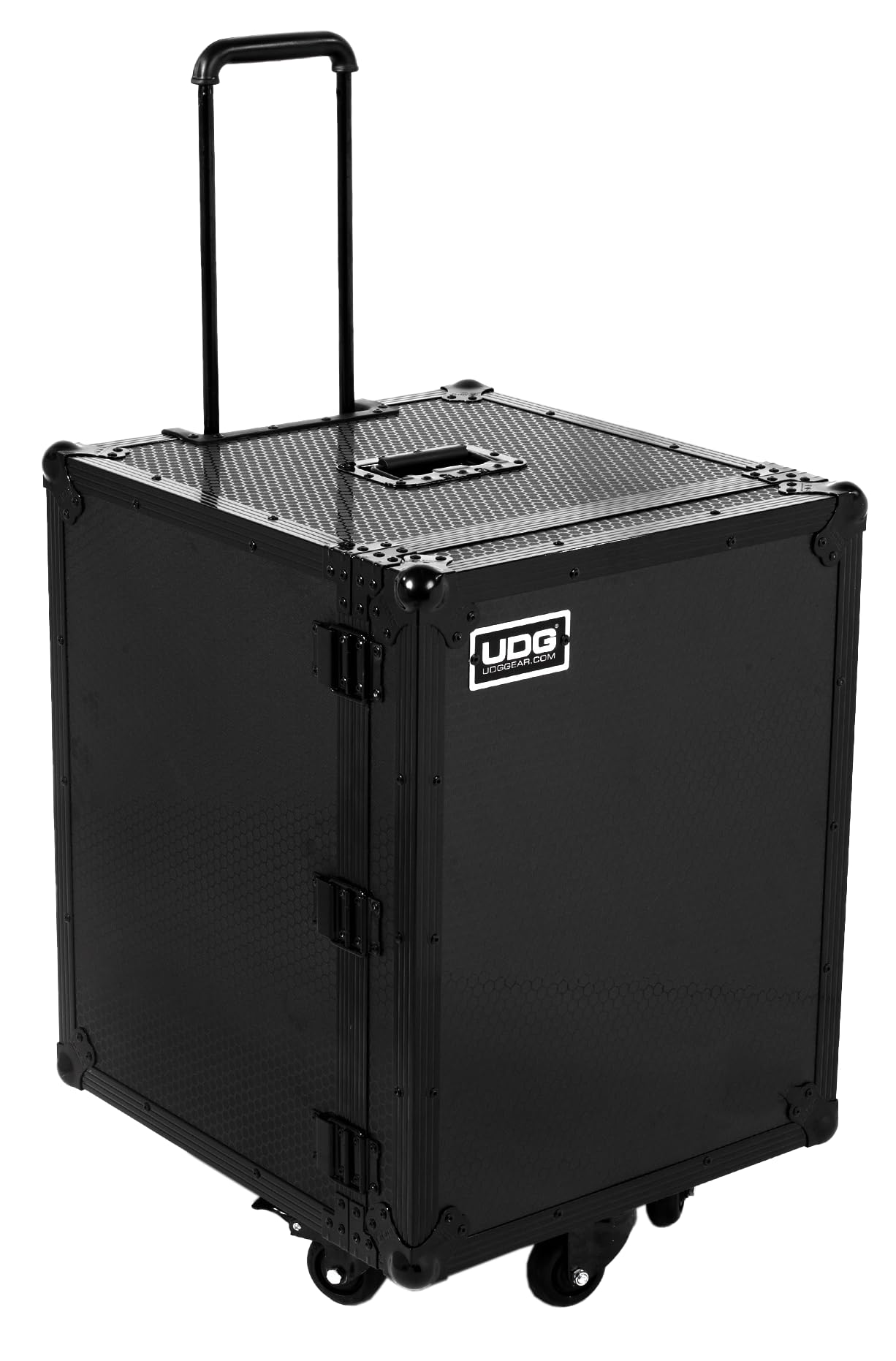 UDG Ultimate Flightcase 4 CDJ/Mixer Plus Rollen, Schwarz (U91101BL) | 9-mm-Sperrholzschale; Schmetterlingsverriegelungen; verstärkte Eckschützer; Trolley- und Radsystem; Schauminnere