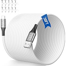 30ft USB to USB C Cable Extra Long 18W Fast Charge Military-Grade Bend Resistant Power Extension USBC Charging Cord for Samsung S26 for Google Pixel 10/9 Security CCTV Camera for TP-Link Tapo White