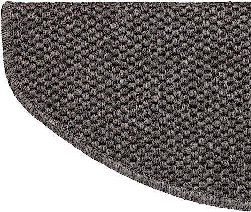 casa pura Stair Mats Inside 1 Piece Round Self-Adhesive Sisal Look Stair Treads Mats Anthracite 65x23.5 cm - Image 2
