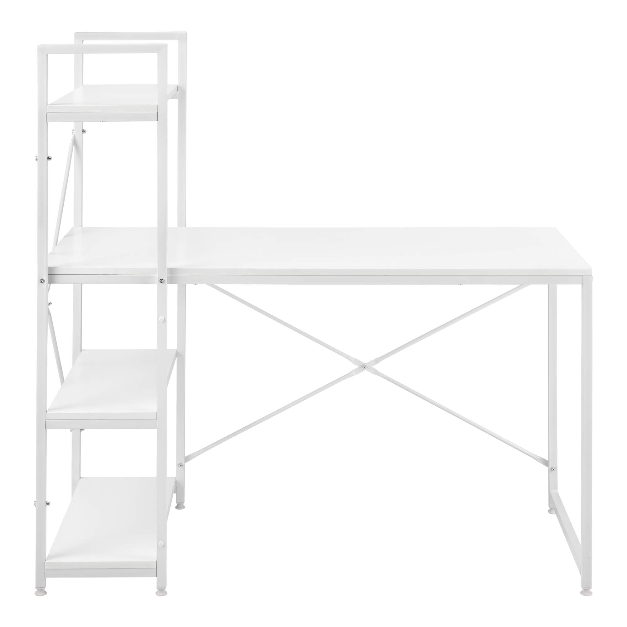 [en.casa] Scrivania con Scaffale Integrato Tavolo con Ripiani Laterali Scrivania per Ufficio e Studio Scaffale a Sinistra/Destra - Bianco