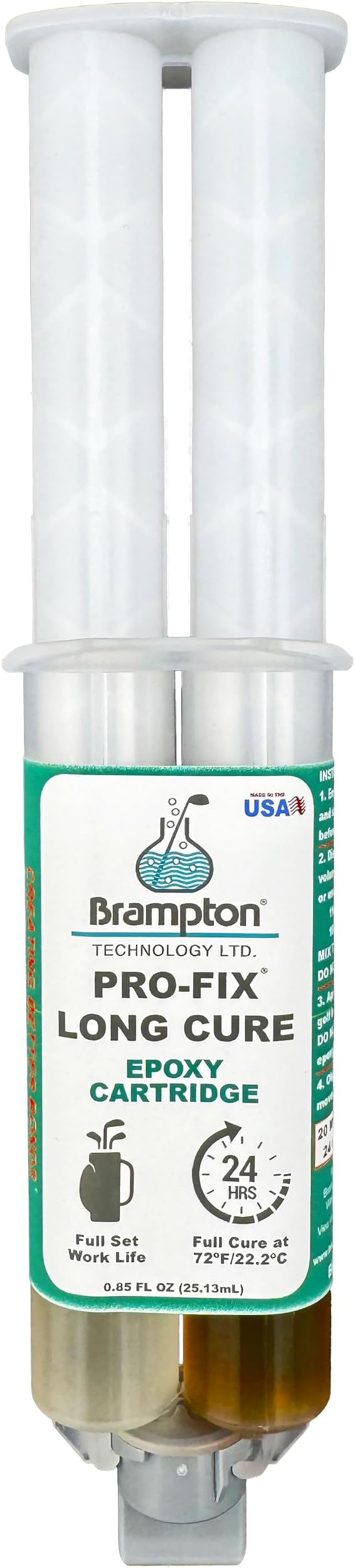 Brampton PRO-FIX Long Cure Golf Epoxy, 20-Min Full-Set Work Life, Extra Strength, Impact Resistant, 2-Part Epoxy Glue Kit for Golf Clubs, Shafts, Heads, Drivers, Putters, 1:1 Mix