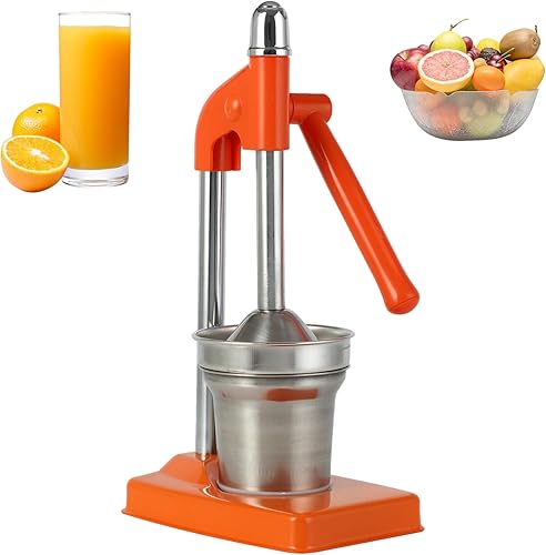 Hand Juicer Press Stainless Steel Hand Press Manual Juicer, Effortless Fruit Squeezer for Oranges, Citrus, Lemons and More