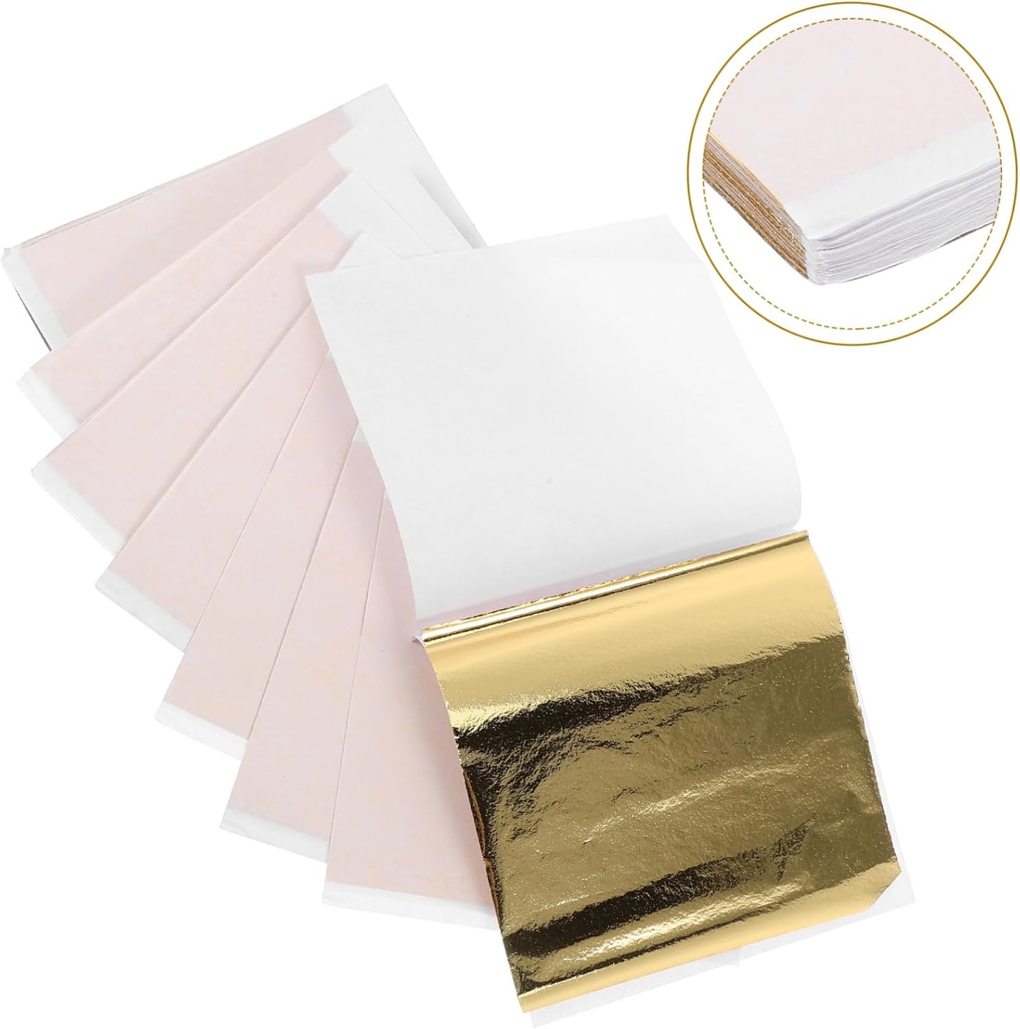 CORHAD 100pcs Imitation Gold Foil Metallic Craft Paper for Arts Gilding Painting Decoration and DIY Projects Strong Adhesive Easy Application for Paper