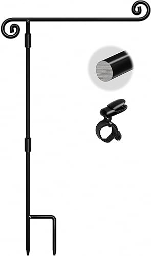 Miniatura 16 de HOOSUN Soporte para bandera de jardín, soporte de bandera de patio para banderas pequeñas de 12 x 18, letrero de jardín con estacas para exteriores