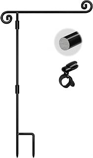 HOOSUN Garden Flag Stand,Sturdy Garden Flag Holder Pole for Outside House,Yard Flags Holder with one Tiger Clip,Yard Banner Pole for Holiday Flags Decorations Outdoor Lawn