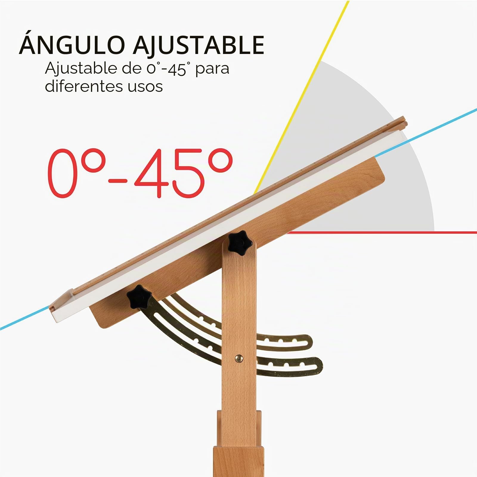MEEDEN Mesa de Dibujo de Madera de Pizarra Blanca, Escritorio de Manualidades con Altura Ajustable e Inclinada, Mesa de Dibujo, Mesa de Pasatiempos, Leer, Trabajo de Arte