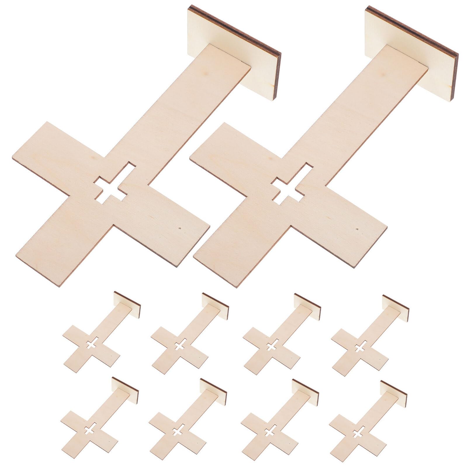 Croix en bois brut de table et bureau support de décoration épuré