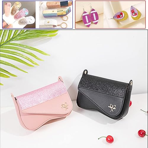 Miniatura 5 de HGUAN Rollos de piel sintética con purpurina de color sólido de 12 x 53 pulgadas, sábanas de piel sintética muy adecuadas para hacer manualidades,