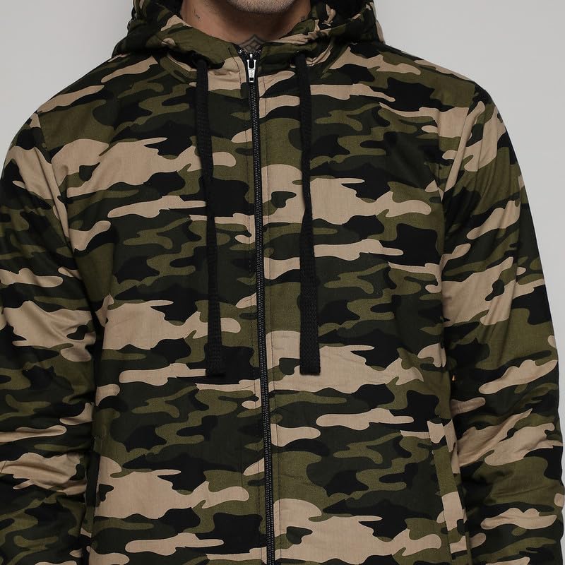 Image of CAHOOT Men's Jacket With Insert Pocket For Casual Wear | Hooded Neck | Long Sleeve | Zipper Closure | Polyester Jacket Crafted With Comfort Fit For Everyday Wear
