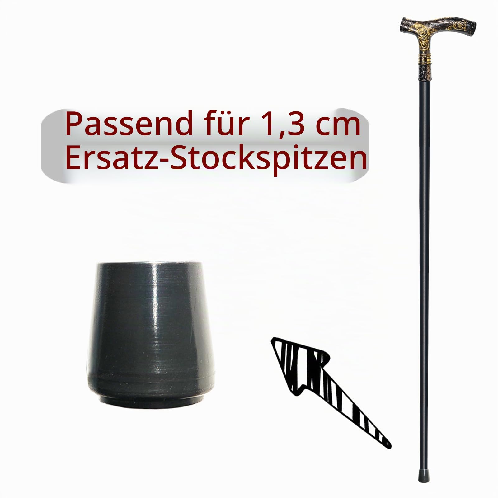 Gehstock für Damen und Herren – 92,7 cm, strapazierfähig, 150 kg Kapazität, ergonomischer Griff, dekoratives und kunstvolles Design, Gothic- und Gothic-Stil, elegant, mattes Schwarz und Gold