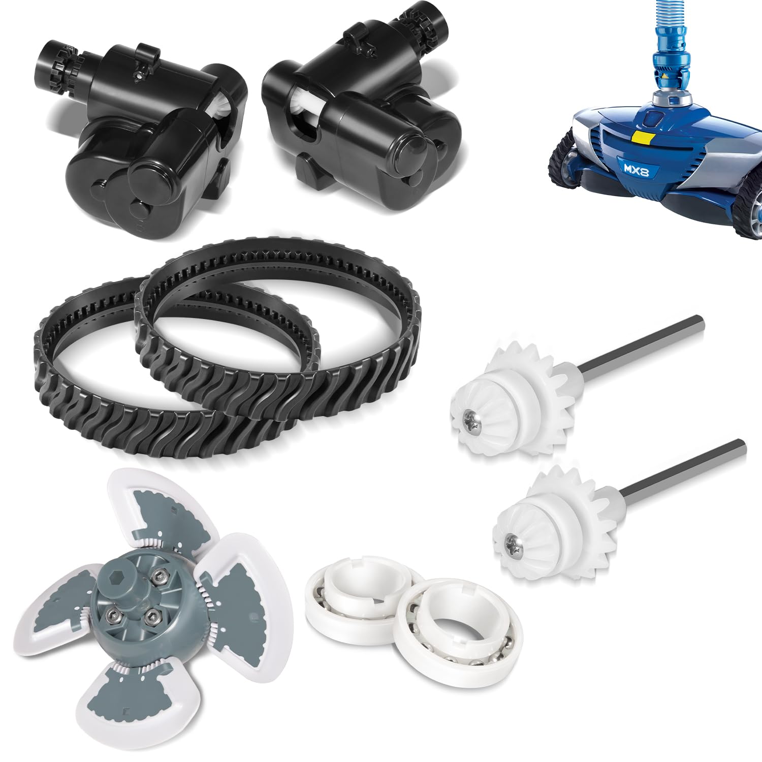 Photo 1 of R0796200 Tune Up Rebuild Replacement Parts Fit for Zodiac Baracuda MX8 MX8EL Elite Pool Cleaner, With Engine Assembly, Direction Control Device Kit, Tracks, Drive Shaft Assembly, Wheel Track, Bearings