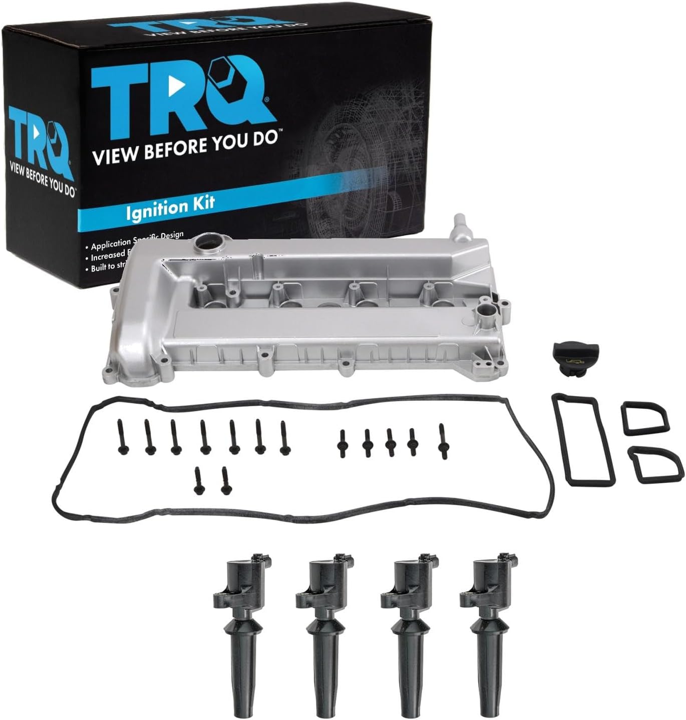 TRQ Ignition Coil Kit 5 Piece Compatible with 2005-2008 Ford Escape 2005-2011 Focus 2010-2013 Transit Connect 2005-2008 Mercury Mariner