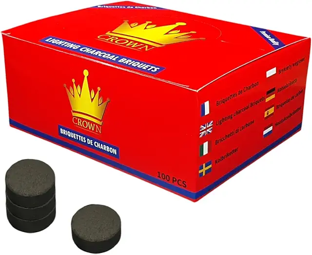 Charbon en Pastille Crown - 100 Pièces Auto-Inflammable pour Charbon Encens