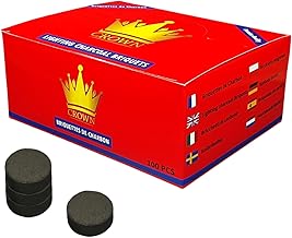 Charcoal Pellets - Crown, 100 Pieces, Quick Ignition & Slow Burning, High Quality, Self-Flammable, 33 mm