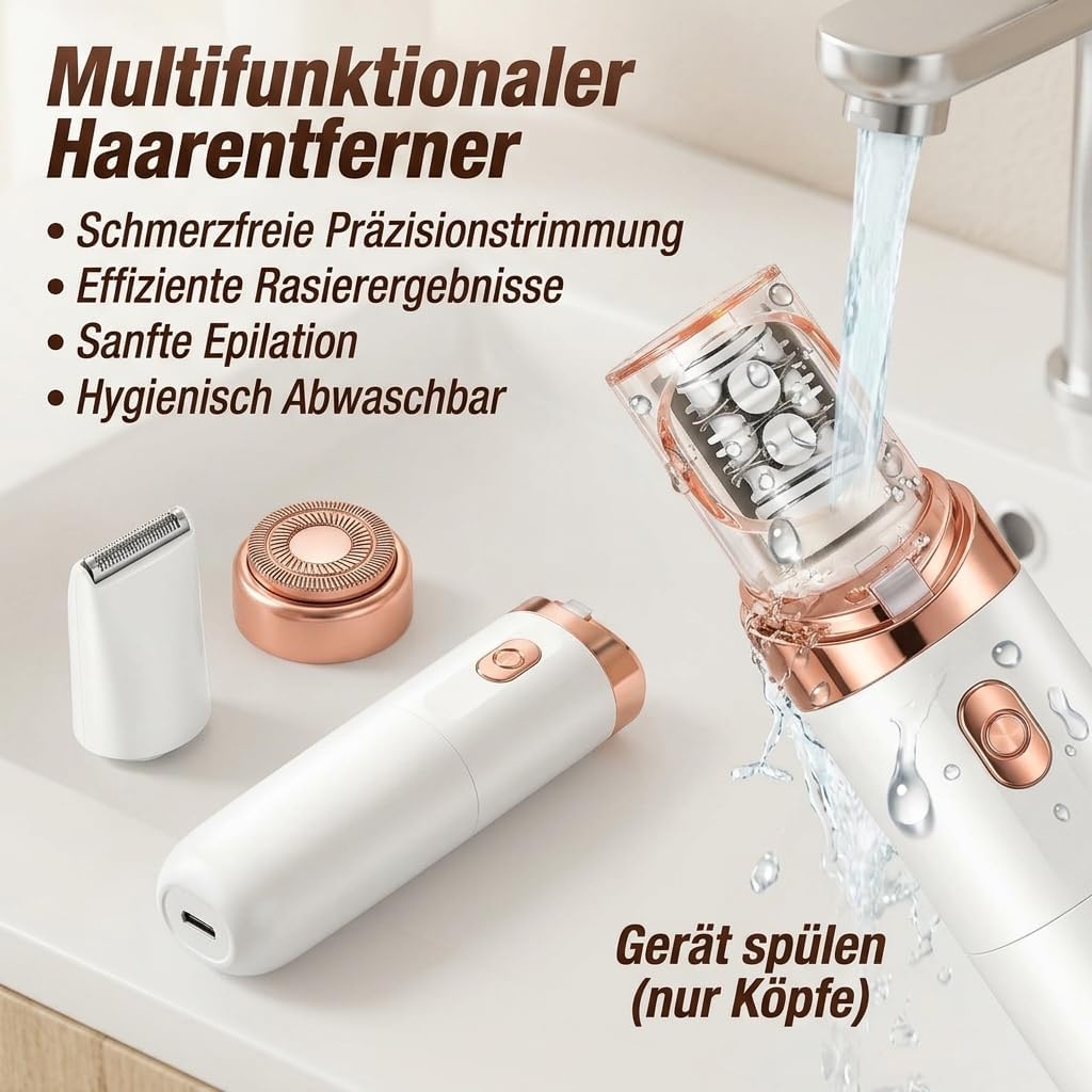 epibella gesichtsepilierer Mini Elektrischer Epilierer Doppelkopf-Rasierer Gesichtshaarentfernung Sanfte Reinigung Pflege Werkzeug (Weiß)
