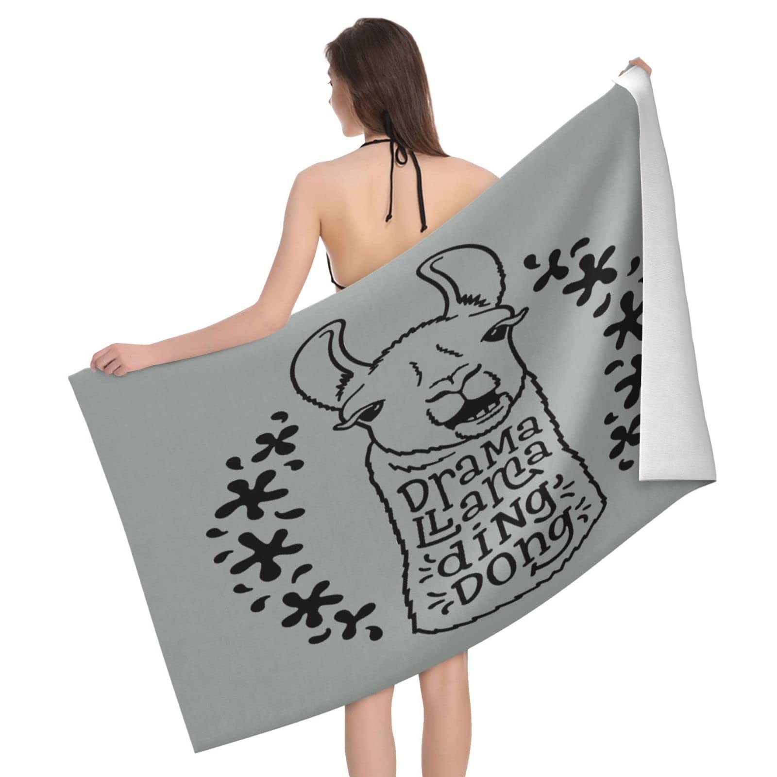 Lawenp Cute Llama Beach Towel, Lightweight Sand Free Quick Dry Microfiber Absorbent Bath Towel for Kids, Adults, Swimming, Bath, Yoga, Pool, Travel, Camping 32"X52"