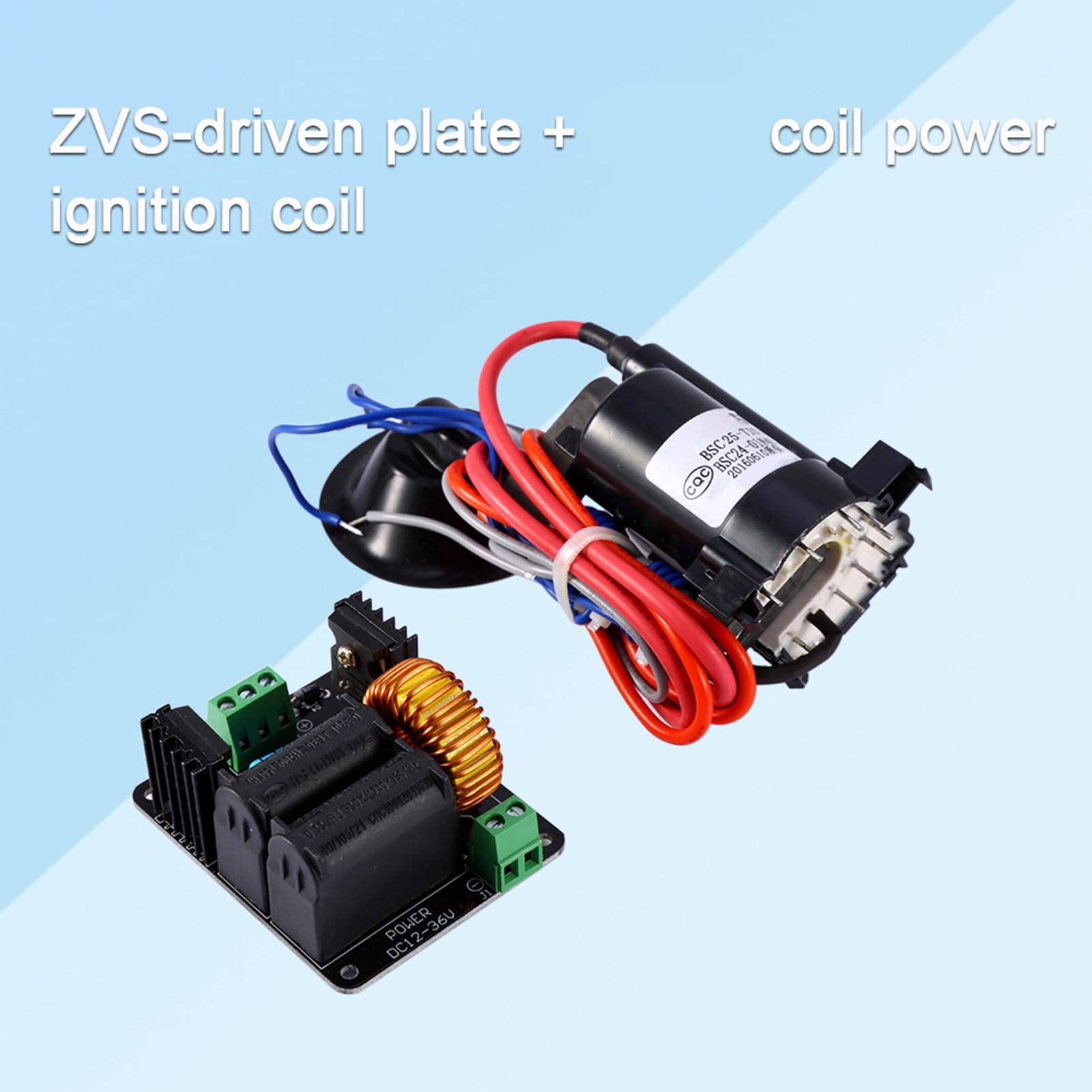 Cewka z obwodem sterującym flyb k do generatora SGTC Marx/Jakobsleiter + cewka zapłonowa, generator wysokiego napięcia z zerowym przełącznikiem napięcia (ZVS) 12-36 Vtesla