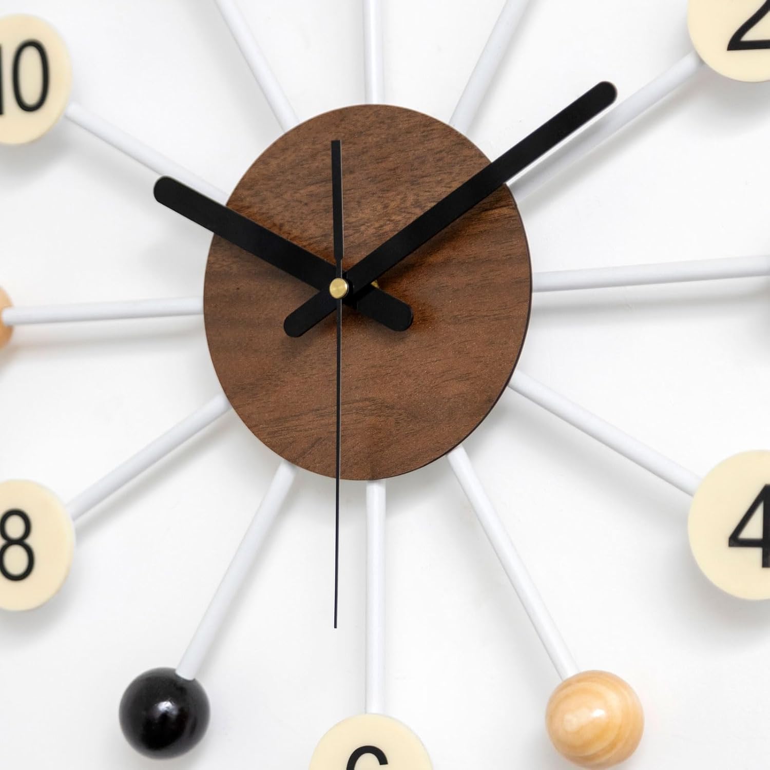 Big Wall Clock Mid Century Modern Silent Non Ticking 16 Inch Vintage Decorative Wood Ball Quartz Clocks for Living Room Office Kitchen