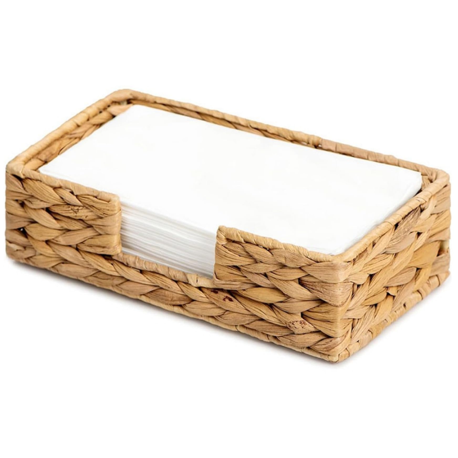 Napkin Basket Water Hyacinth Woven Rattan Napkin Holder 9.5x5.1x2.8" Rectangular Wicker Napkin Holder Decorative Napkin Holder for Table Bathroom Disposable Guest Towel Rattan Napkin Holder Wicker Nap