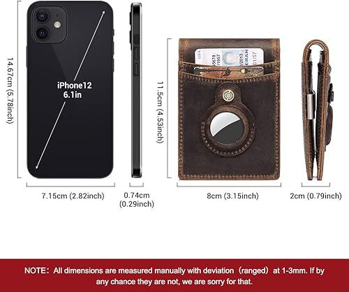 Miniatura 5 de Billeteras para hombre, billetera plegable RFID de cuero para hombre con 2 ventanas de identificación, billetera Apple AirTag para hombre, delgada