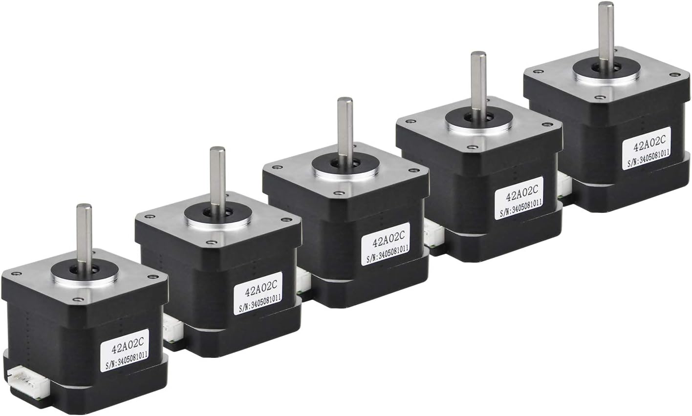 Nema 17 Stepper Motor 5PCS, 2 Phase Step Motor Bipolar 1.5A 59.5oz.in(42Ncm) 42x42x38mm 4-Wire 30cm Long Cable for 3D Printer (5, 42A02C-Dupont)