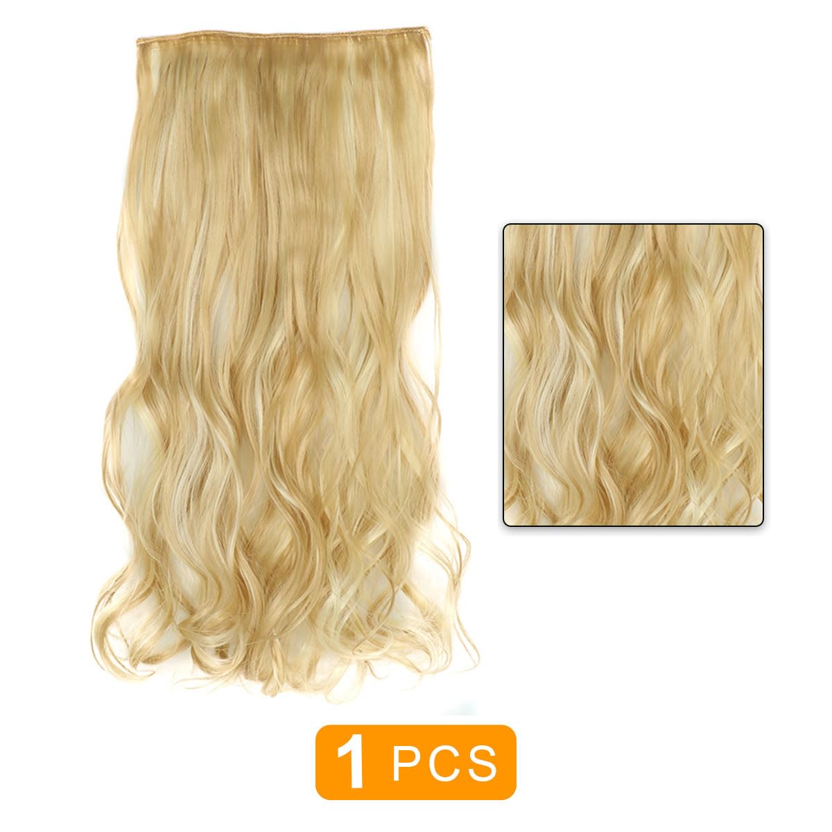 prinfantasy Hair Pieces for Women - Real Hair Clip in Extensions, Curly, Full, 24Inch Blonde Mixed Ombre, MW249 - Image 2