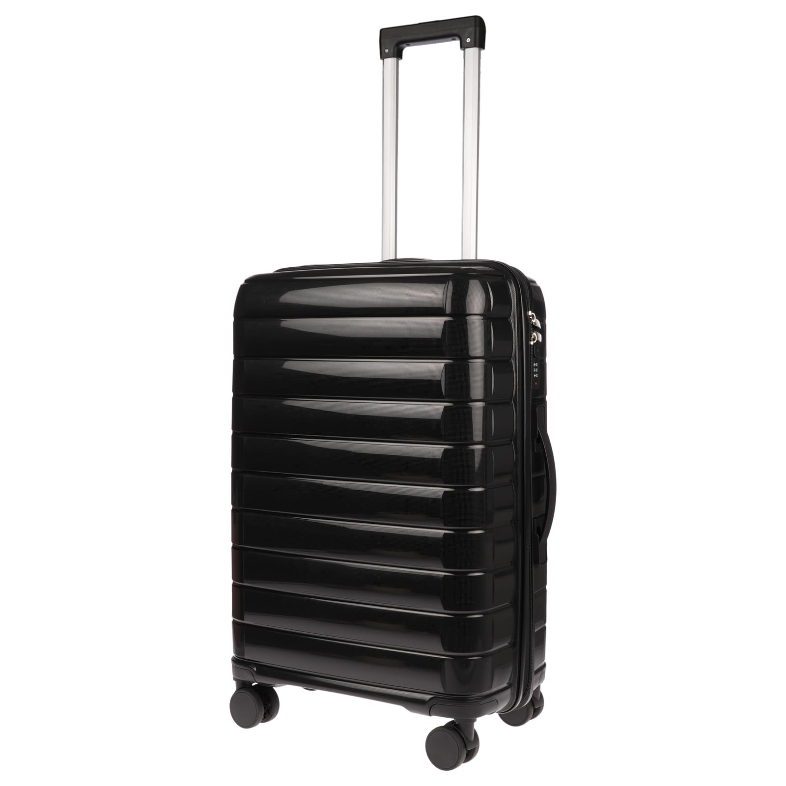 Christian Wippermann Maleta L 80 L, robusta carcasa rígida ABS, tamaño L, 44 x 66 x 28 cm, ligera con cerradura, 4 ruedas, giratorio de 360 grados, ideal para viajes, mediano y ligero, negro