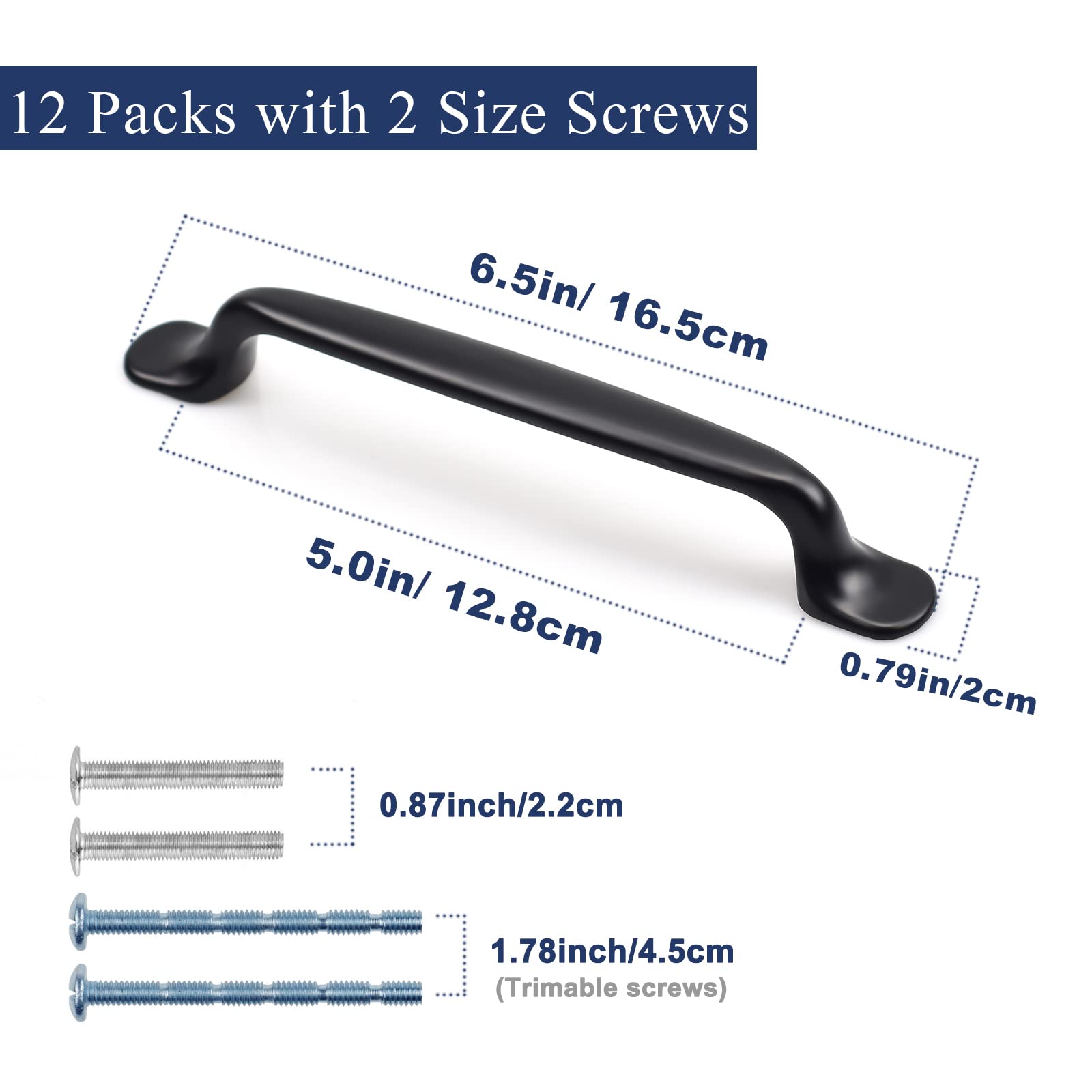 12 Manijas En T Negras Para Armarios – Acero Inoxidable, Agujero 96 Mm, Para Cocina, Baño, Cajones.